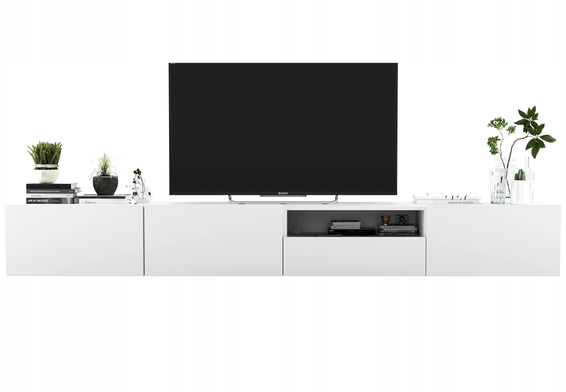 Meble Lindner SADA 2 TV stolků Enjoy Bílá mat 240 cm se zásuvkou