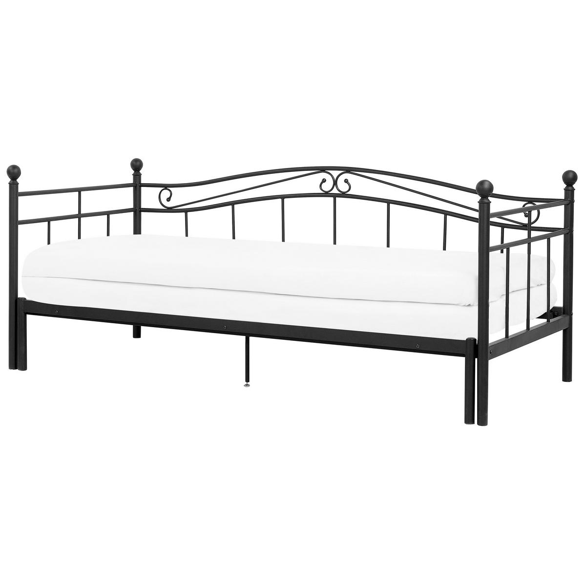 AUSZIEHBETT 90x200 cm Schwarz Tulle - Schwarz, Metall (90/200cm) - Beliani