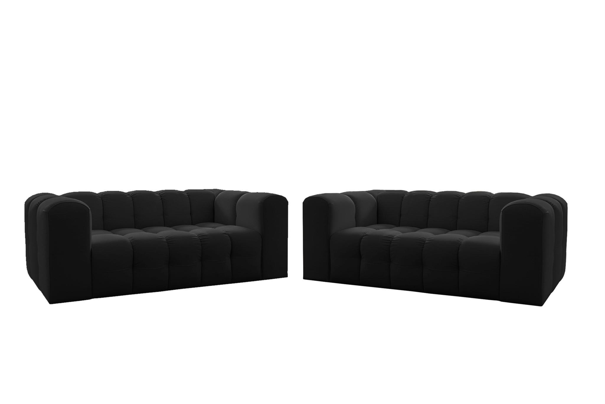 Fun Möbel Sofaset Schwarz 200x75x106 cm