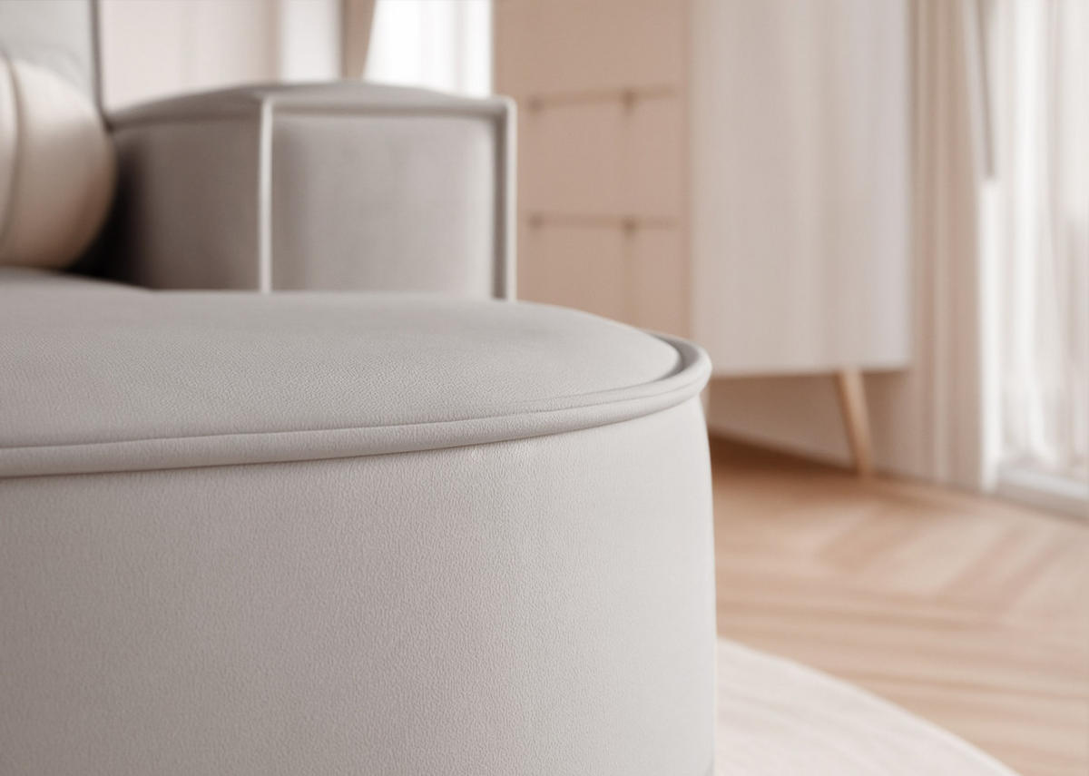 ECKSOFA SOFIA Veloursstoff in Grau - Grau, Holzwerkstoff/Kunststoff (210/157cm) - Idohome
