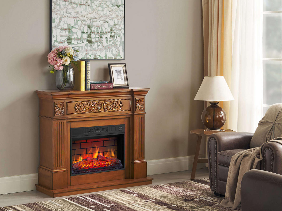 ELEKTROKAMIN Toscana AF23BS Eiche – Breite 96 cm, 3D-Flammeneffekt, LED-Beleuchtung, Heizfunktion - Braun, Glas/Holzwerkstoff (106.6/92.5/37cm) - ArtiFlame