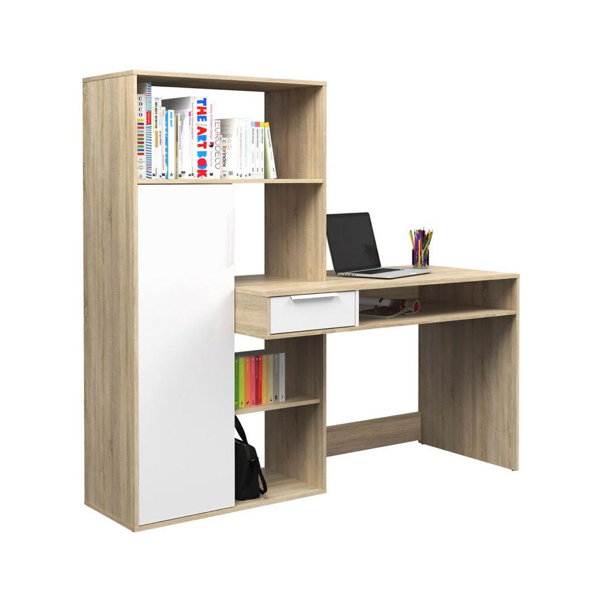 SCHREIBTISCH Fula Eichefarben 163/60/155 cm - Eichefarben, Holzwerkstoff (60/163/155cm) - ebuy24