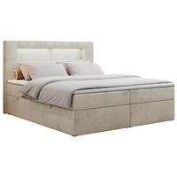 BOXBETT GOLD-5 LED 120/200 Beige Velvet - H3 - Beige, Holz/Textil (120/200cm) - MKS