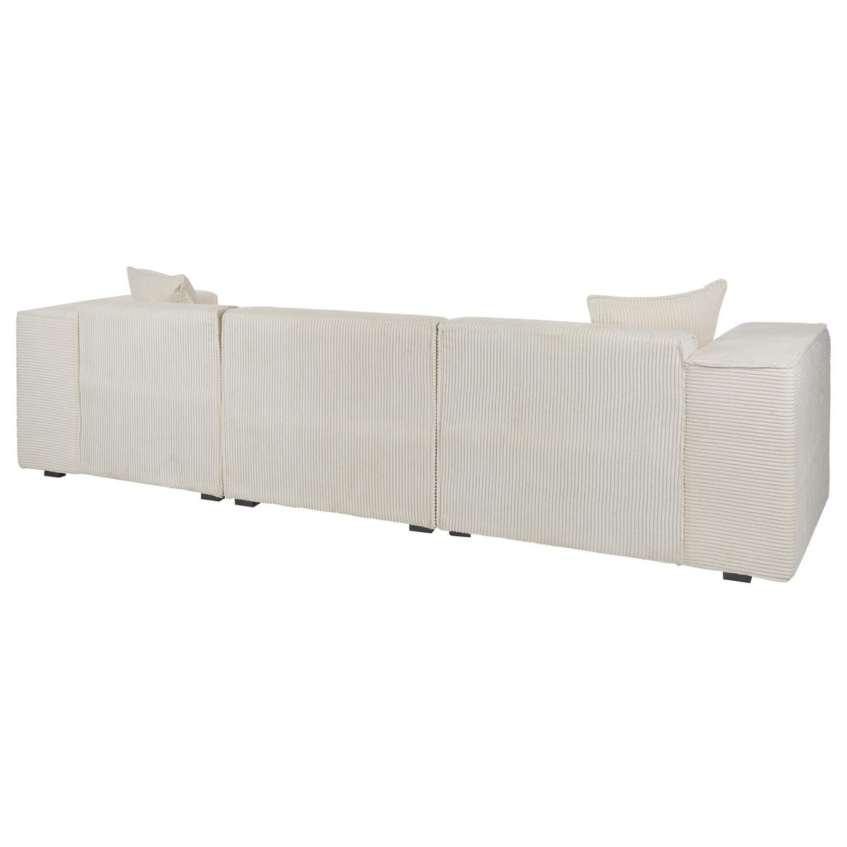 ECKSOFA Cord Cremeweiß rechtsseitig Dolva - Weiß, Textil (294/170cm) - Beliani