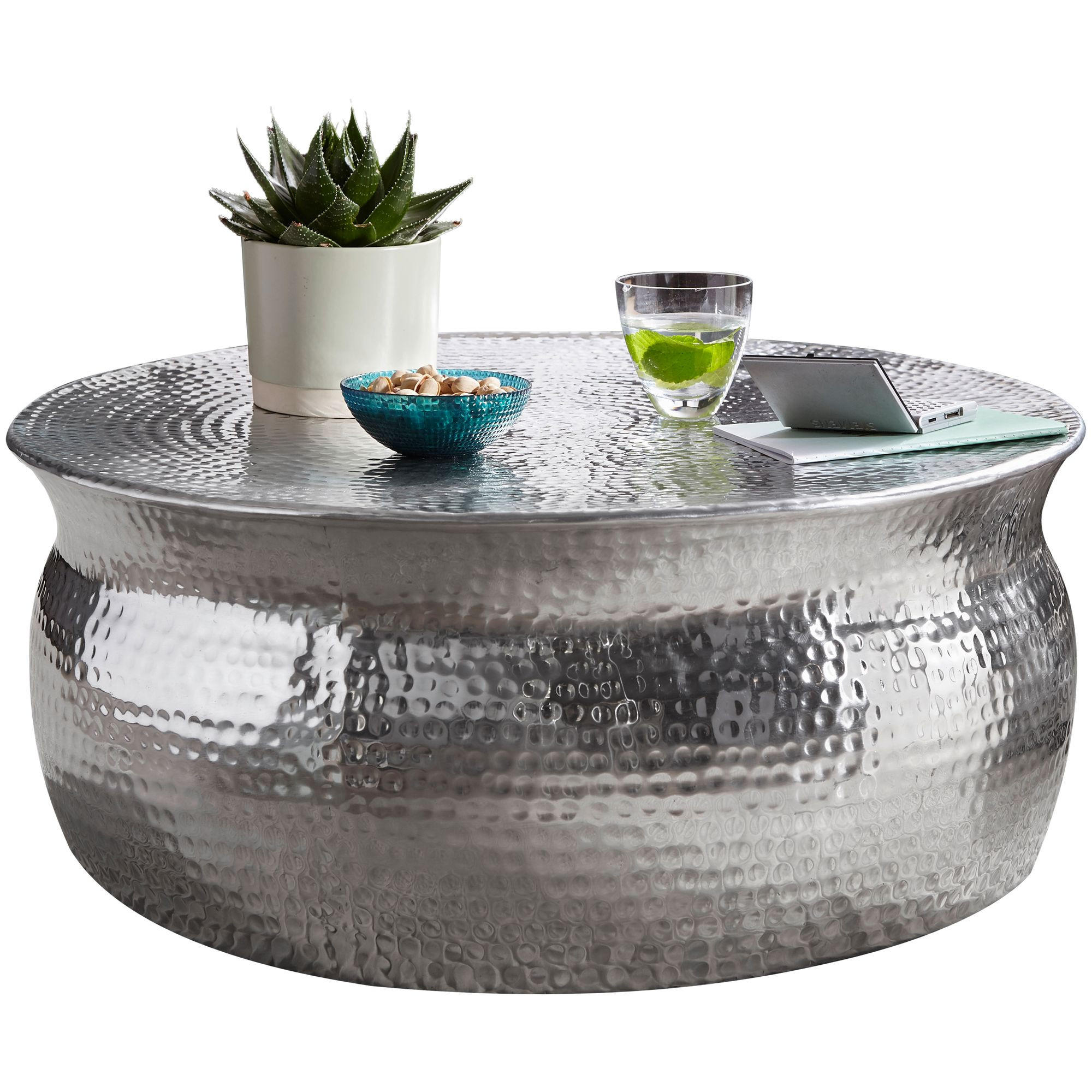 COUCHTISCH rund XENIA Aluminium - Silberfarben, Metall (75/75/31cm) - tinkaro