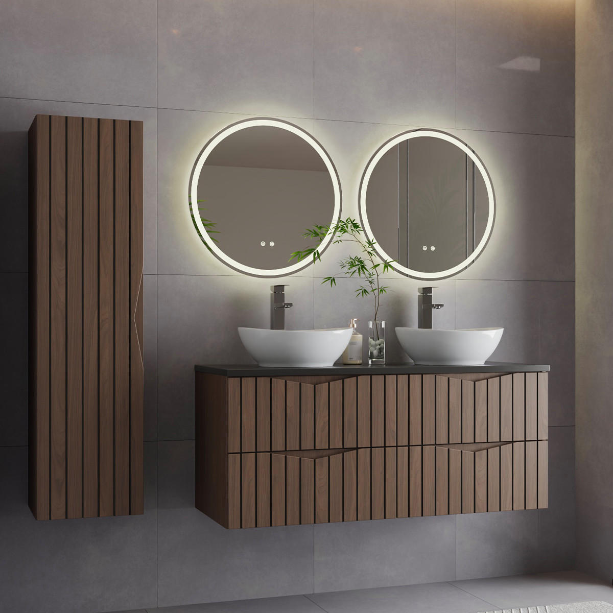 KOUPELNOVÝ NÁBYTEK 120.6cm Siena 2er-Set Dřevo a černá - černá, kompozitní dřevo (120.6/52.2/46.5cm) - Petits-meubles