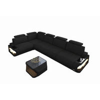 ECKSOFA Siena Schwarz Strukturstoff - Schwarz, Kunststoff (347/197cm)