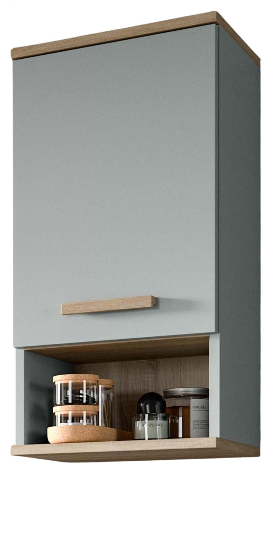 HÄNGESCHRANK grün, Eiche 34 x 68 cm, Badschrank hängend skandinavisch - Eichefarben/Grün, Holzwerkstoff (34/68/28cm) - Inn.Furn
