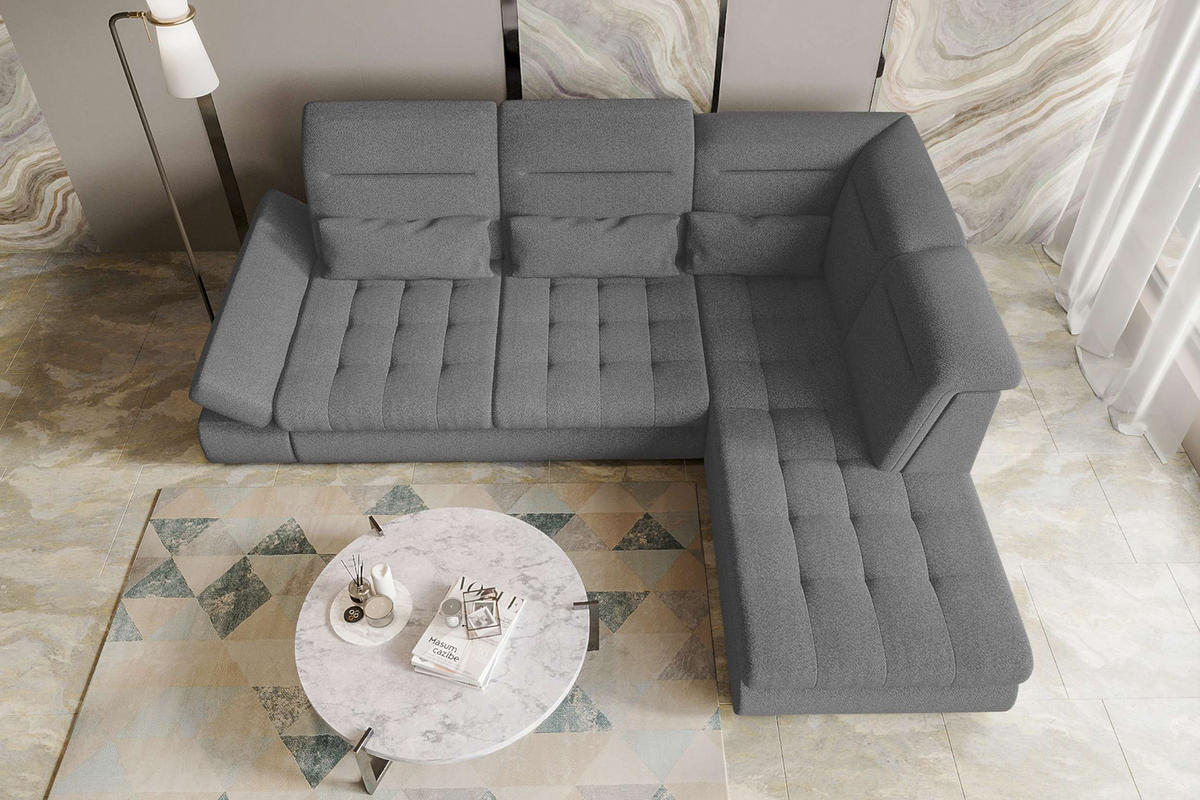 ECKSOFA Toscana Strukturstoff inkl. Schlaffunktion - Anthrazit, Textil (279/227cm) - 99rooms