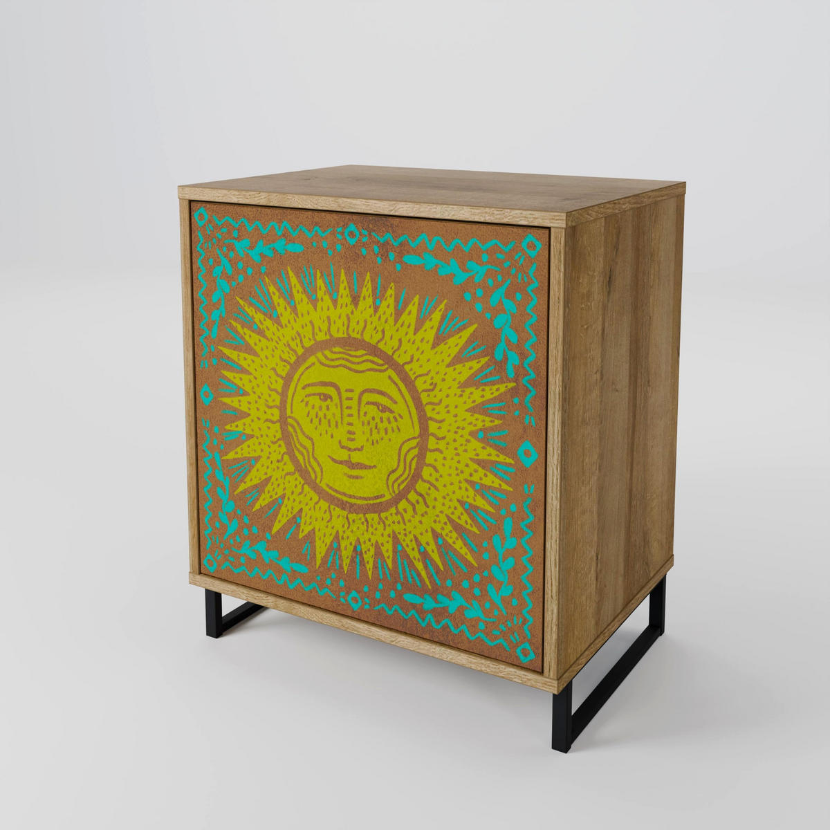 SIDEBOARD SUNSHINE EULOGY, Eichefarben, 57,5x42x57,5 cm, Ohne Füße - Eichefarben/Multicolor, Holzwerkstoff (57.5/57.5/42cm) - SpaceRebels
