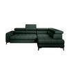 ECKSOFA BAGGIO Letto Stoff, Schlaffunktion, Bettkasten, Sitztiefe, Kopfstützen 280x196cm – Rechts – Dunkelgrün - Dunkelgrün, Holz/Textil (280/196cm) - DomoHome