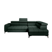 ECKSOFA BAGGIO Letto Stoff, Schlaffunktion, Bettkasten, Sitztiefe, Kopfstützen 280x196cm – Rechts – Dunkelgrün - Dunkelgrün, Holz/Textil (280/196cm) - DomoHome