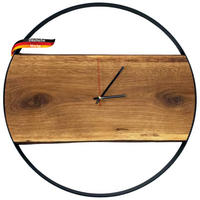 WANDUHR groß Holz PHIL HANDGEFERTIGT 58 cm ⌀ Eiche Geräuschlos - Braun, Holz (58/58/4cm) - DELUKE