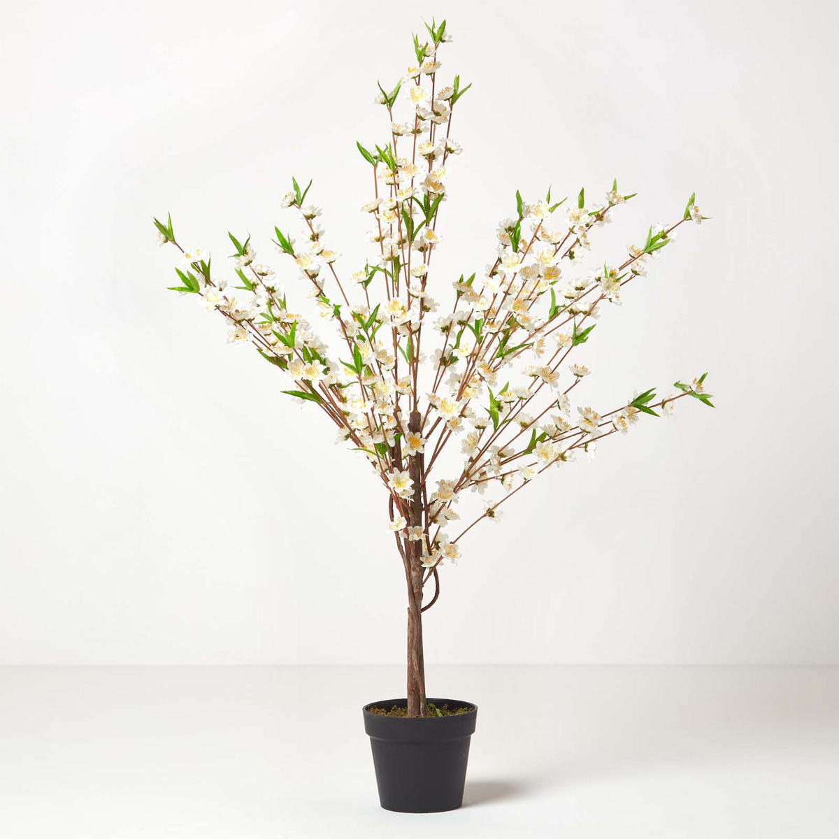 KUNSTBAUM Blüten creme, 135 cm - Creme, Kunststoff (135cm) - Homescapes