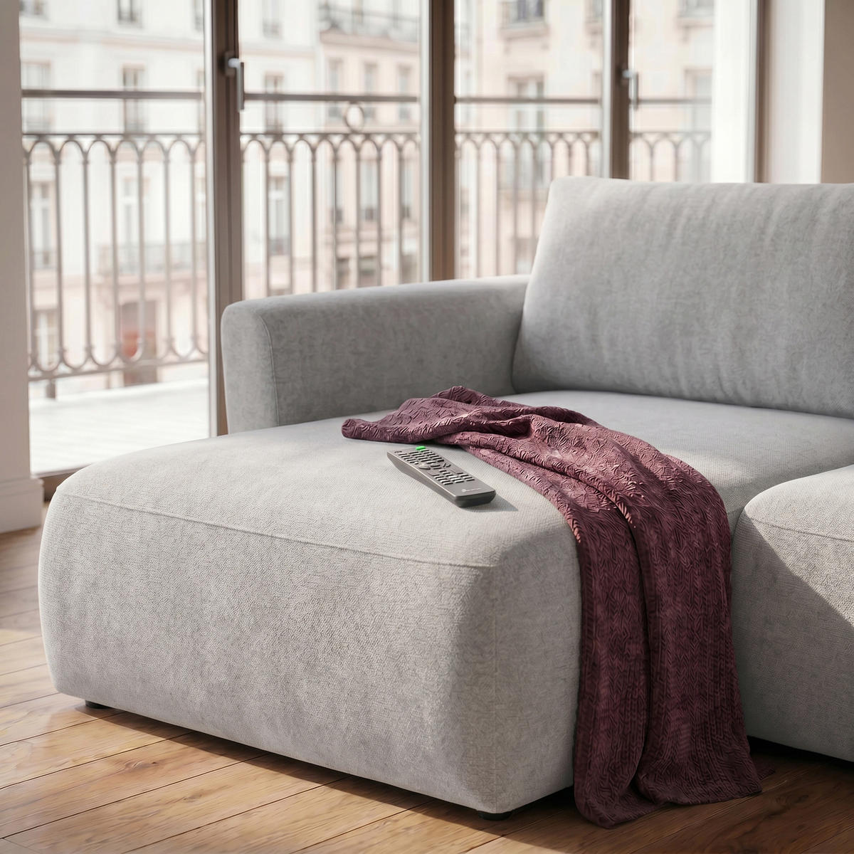 ECKSOFA BELLA L Links mit Schlaffunktion 140x205 Velours Hellgrau - Hellgrau/Schwarz, Holz/Kunststoff (230/165cm) - Muffo