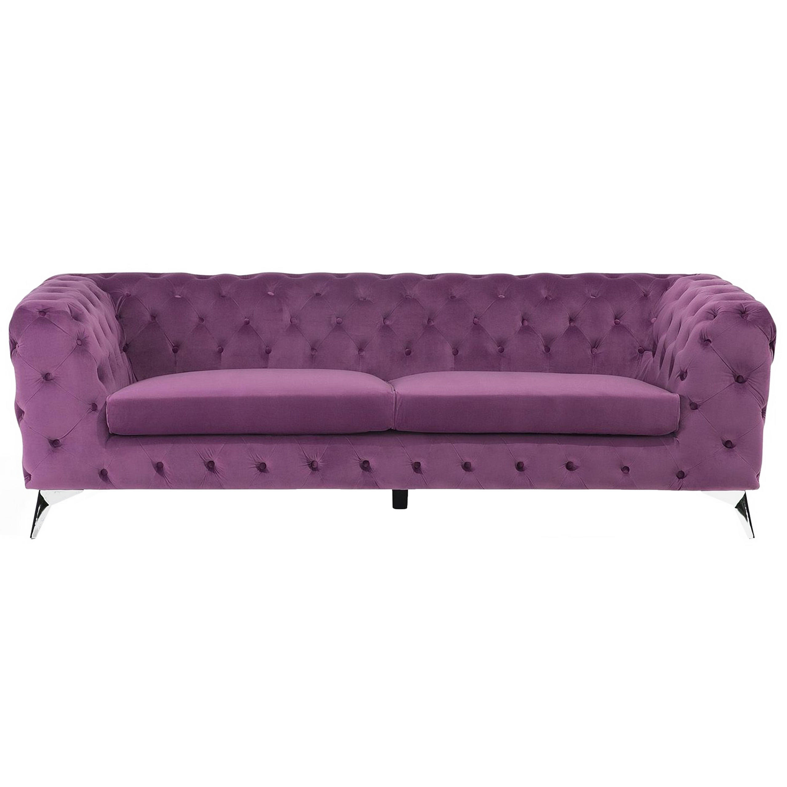 3-SITZER-SOFA Samtstoff Violett Sotra - Violett, Textil (224/70/85cm) - Beliani