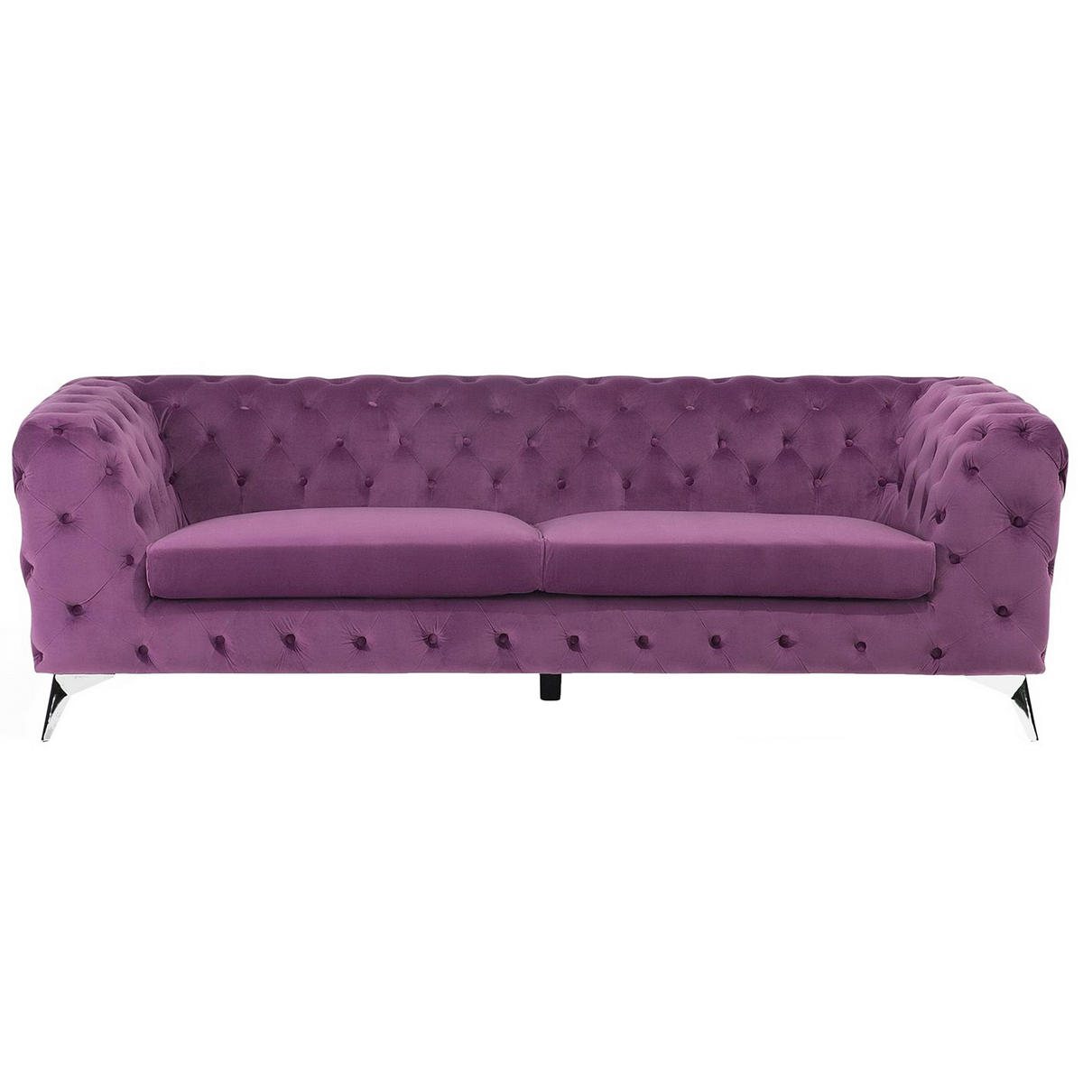 3-SITZER-SOFA Samtstoff Violett Sotra - Violett, Textil (224/70/85cm) - Beliani