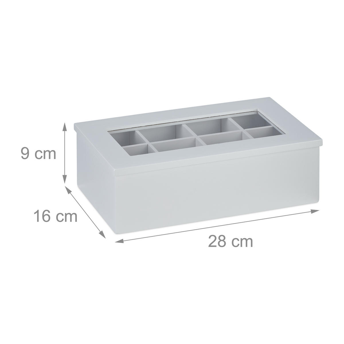 TEEBOX - Weiß, Holz/Kunststoff (28/9/16cm) - Relaxdays