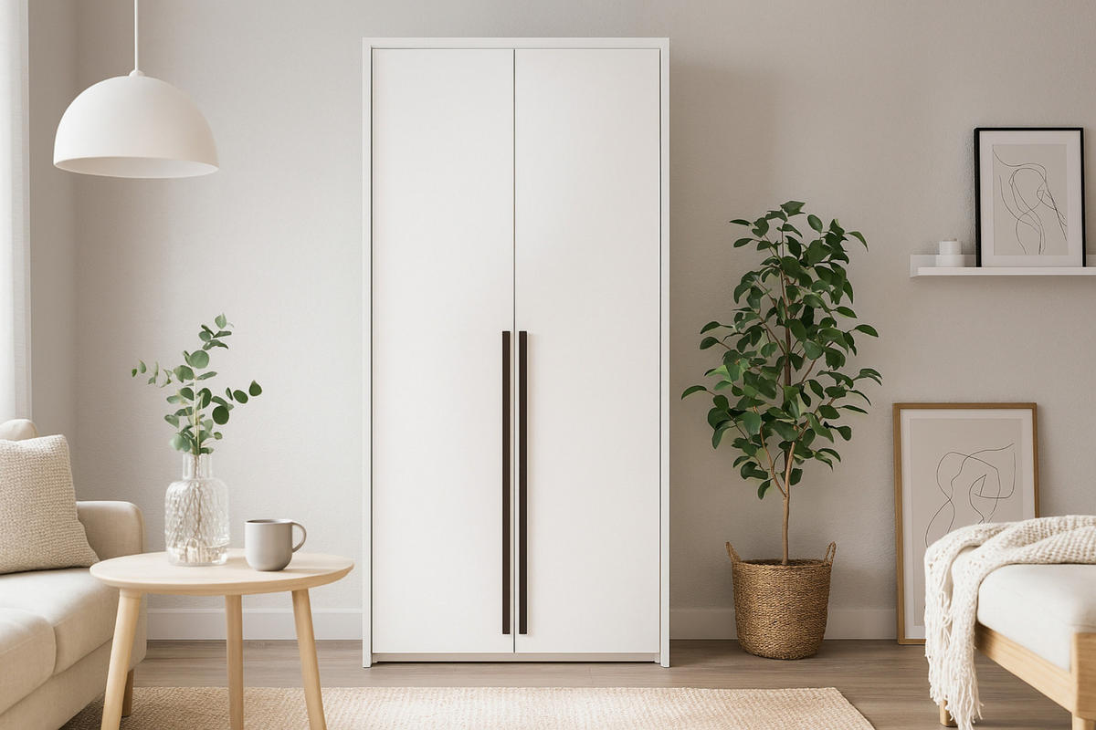 KLEIDERSCHRANK GENEVE 105/217/65 cm in Weiß Matt - Weiß, Holzwerkstoff (105/217/65cm) - Deine Möbel 24