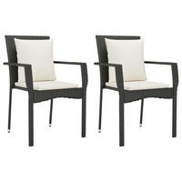 GARTENSTÜHLE mit Kissen 2 Stk. Poly Rattan Schwarz - Schwarz, Holz (59/88/53.5cm) - furnicato