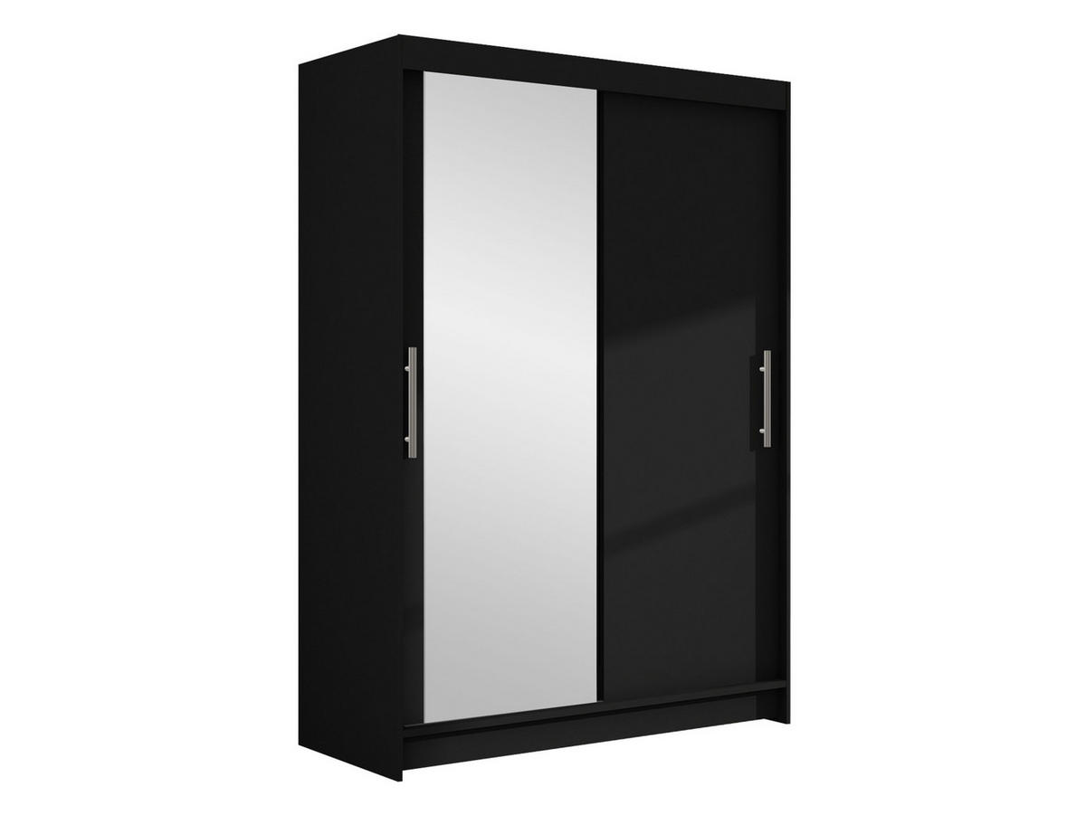 KLEIDERSCHRANK Miami VI - Silberfarben/Schwarz, Holzwerkstoff/Kunststoff (120/200/58cm) - MIRJAN24