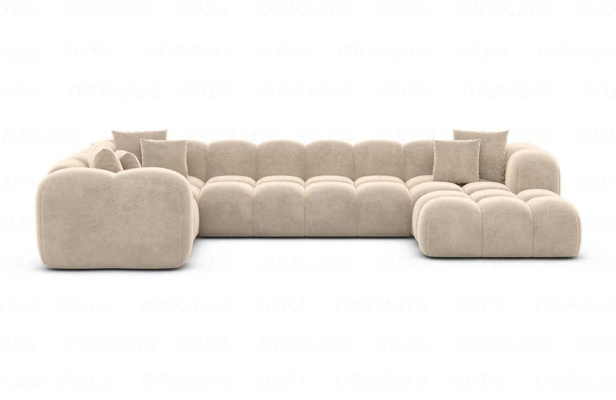 WOHNLANDSCHAFT Cloud Beige Samtstoff - Beige, Kunststoff (314/72/184cm)