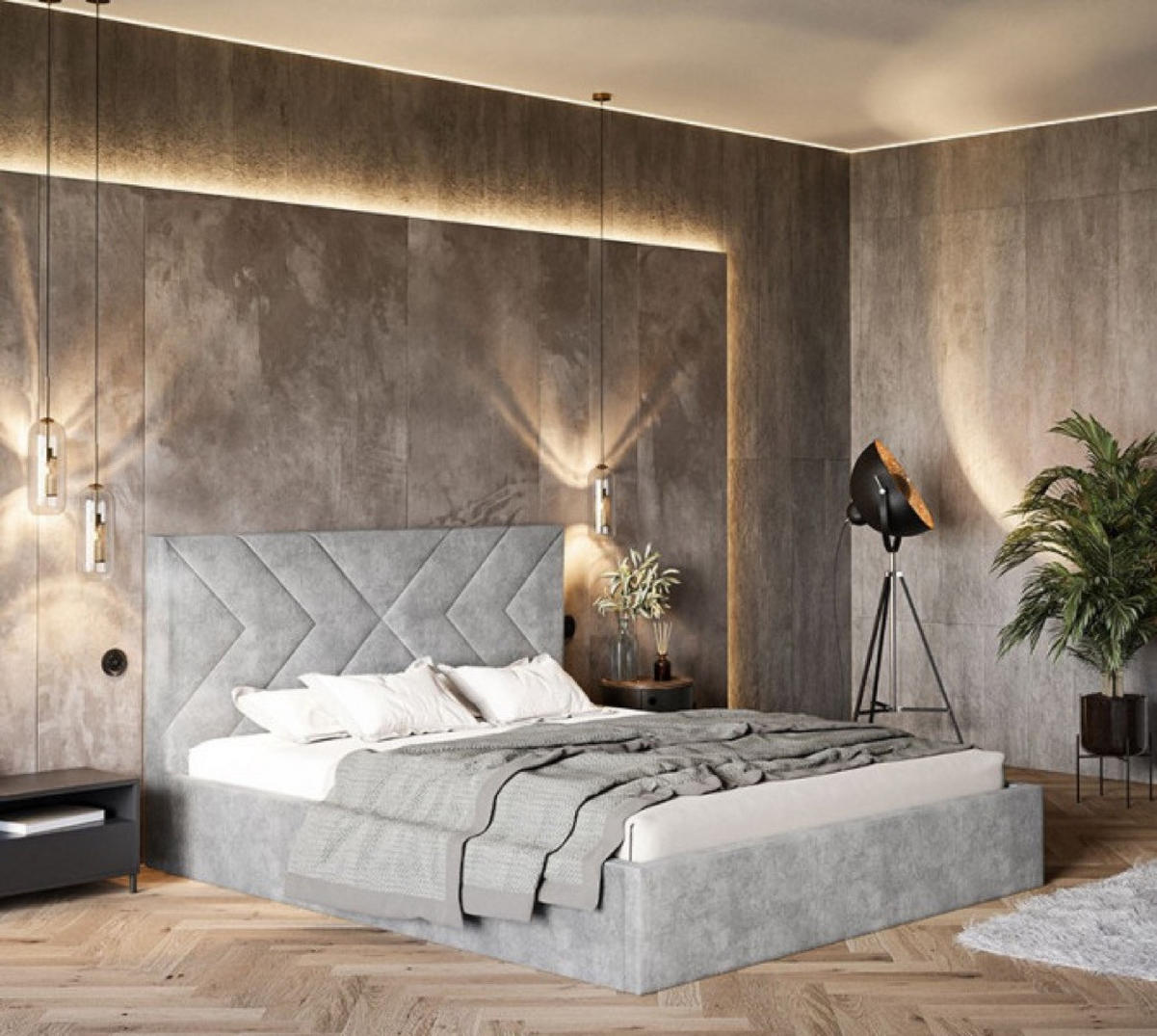 BETT Grau OLDO 1 Mit Bettkasten 160x200 cm - Schwarz/Grau, Textil (160/200cm) - Sepro Meble