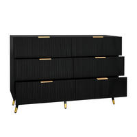 SIDEBOARD 120/77/40 cm Schwarz aus Spanplatte mit 6 Schubladen - Schwarz, Holzwerkstoff (40/77/120cm) - OKMYHOME