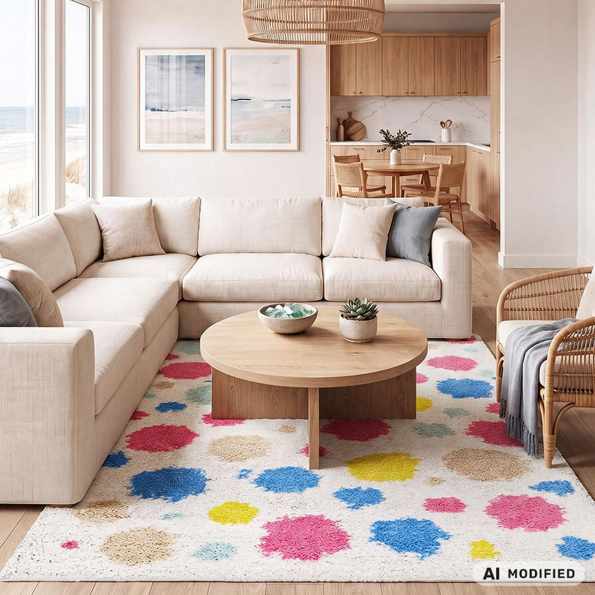 KINDERTEPPICH Ibi Samba Mazovia 140x200cm Beige Creme Abstrakt Langflor - Blau, Textil (140/200cm) - Mazovia