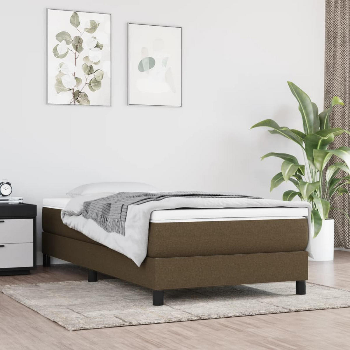 BETTGESTELL Dunkelbraun 90/200 Cm Stoff - Braun, Holzwerkstoff (90/200cm) - vidaXL