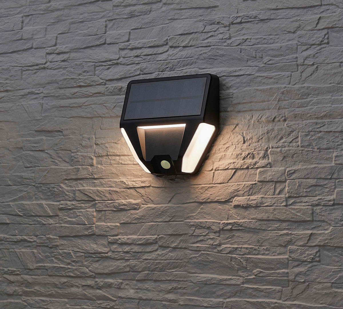 LED-WANDLEUCHTE Solar Außenbereich Dämmerungssensor 45 Auslösungen Nachtlicht - Schwarz, Kunststoff (16/16/5.2cm) - Northpoint
