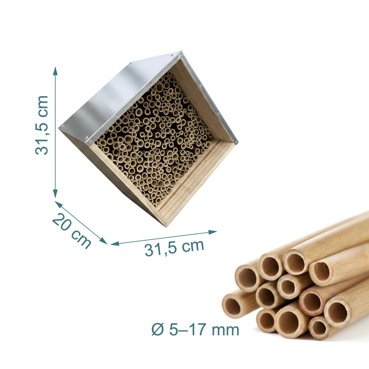 BIENENHOTEL - Hellbraun, Holz/Metall (31.5/31.5/20cm) - Relaxdays