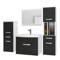 BADMÖBEL Badezimmer SET PRI M5, Ebenholz Matt, 120 cm - Schwarz, Holz (38.7/113.5/120cm) - B BELINI GROUP