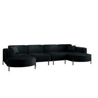 WOHNLANDSCHAFT Valencia Xl - Schwarz, Holzwerkstoff/Textil (384/80/165cm) - Fun Möbel