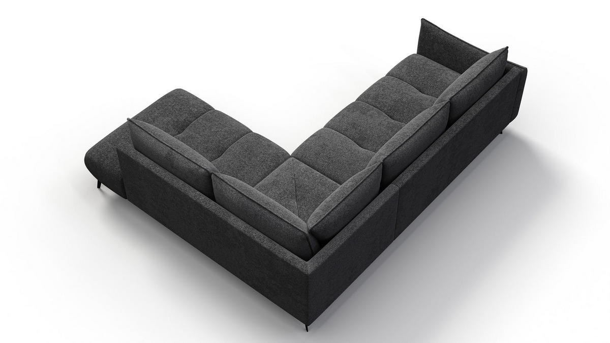 ECKSOFA AERA 5-Sitzer rechts, dunkelgrau - Dunkelgrau/Schwarz, Holz/Textil (268/206cm) - Courtois Laville