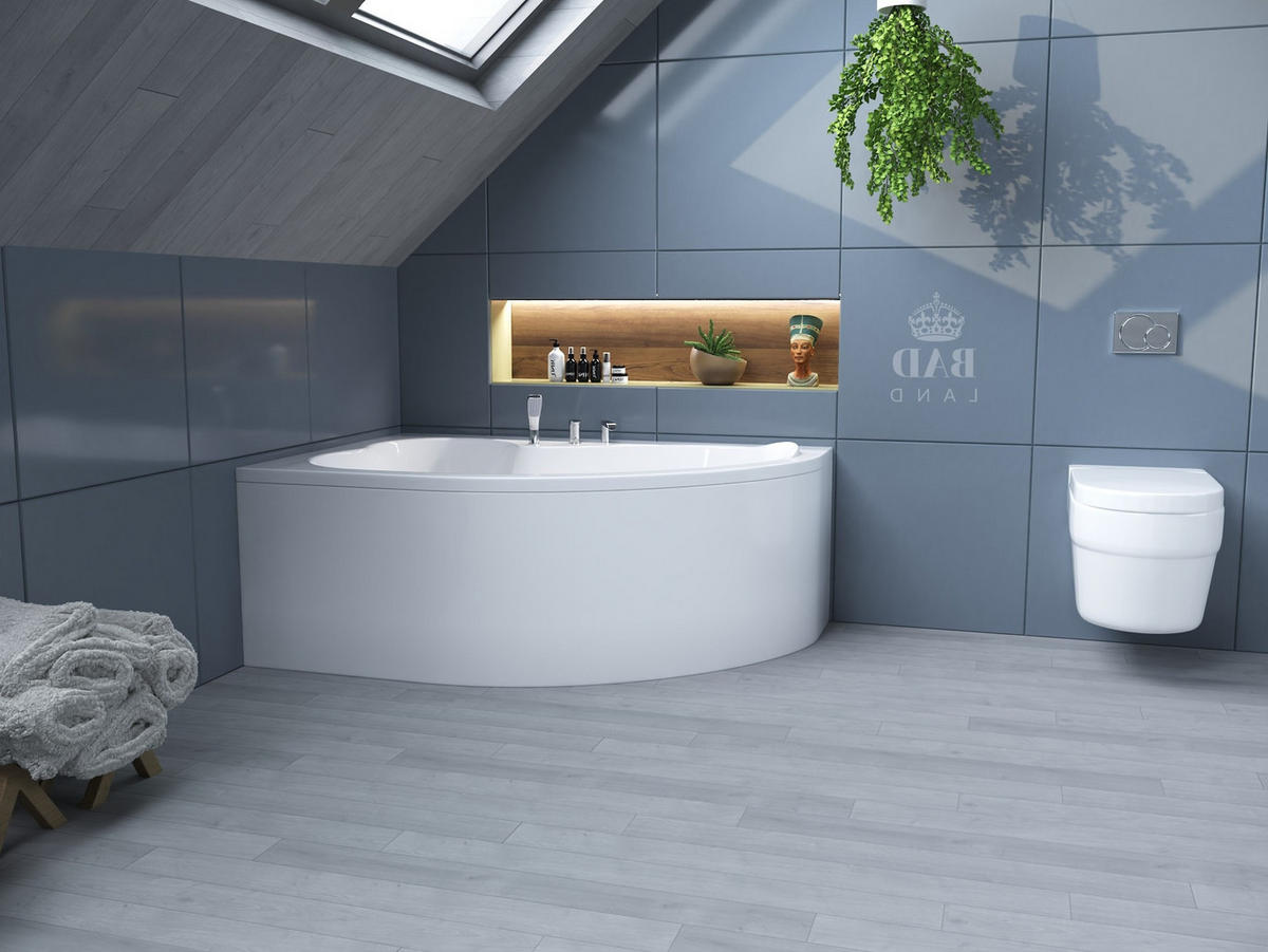 BADEWANNE Eckwanne MEGA 160/105 Links Ablauf & Füße - Weiß, Kunststoff (105/60/160cm) - bad land