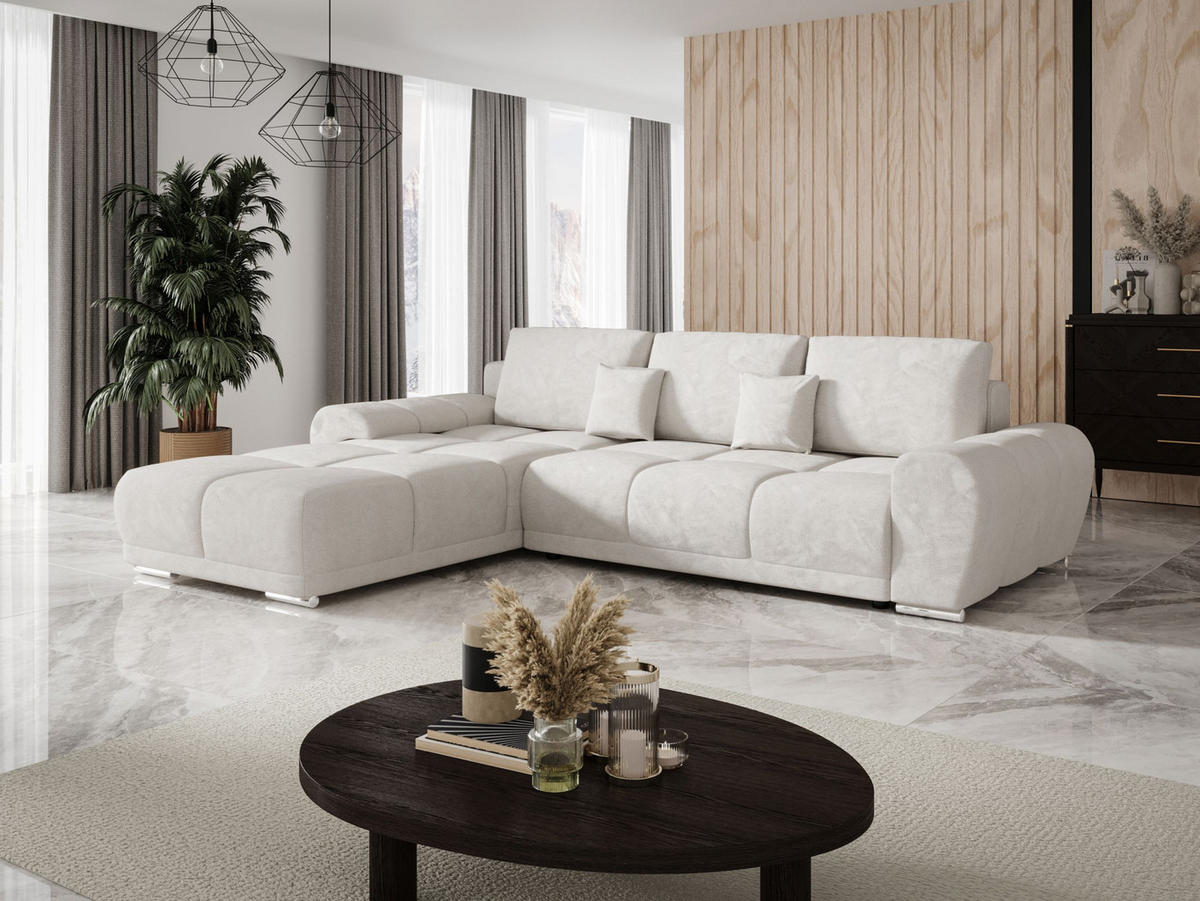 ECKSOFA BEGA L Links TENDER WAY 01 mit Schlaffunktion - Creme, Textil (289/185cm) - Bedante