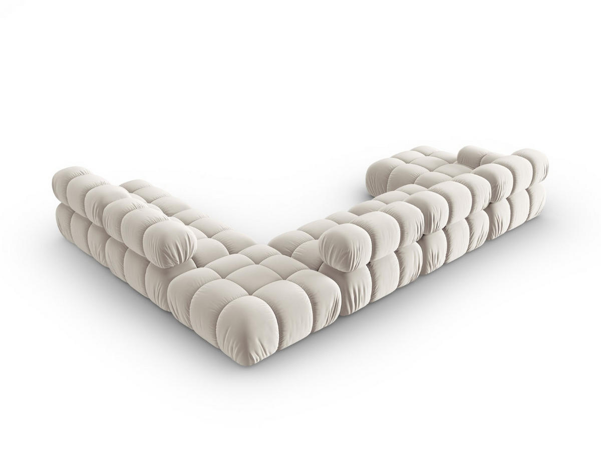 MODULARES-PANORAMASOFA rechts Bellis aus Samt leichtes beige 7 Sitzplätze - Creme, Textil (282/63/379cm) - Micadoni