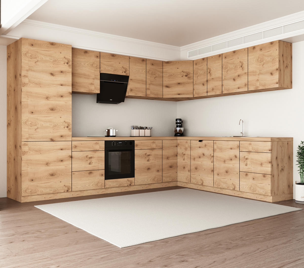 WINKELKÜCHE 320cm x 260cm- Langen KL14-M320 - in Artisan Eiche - Eiche Artisan, Holz/Holzwerkstoff (580/212/58cm)