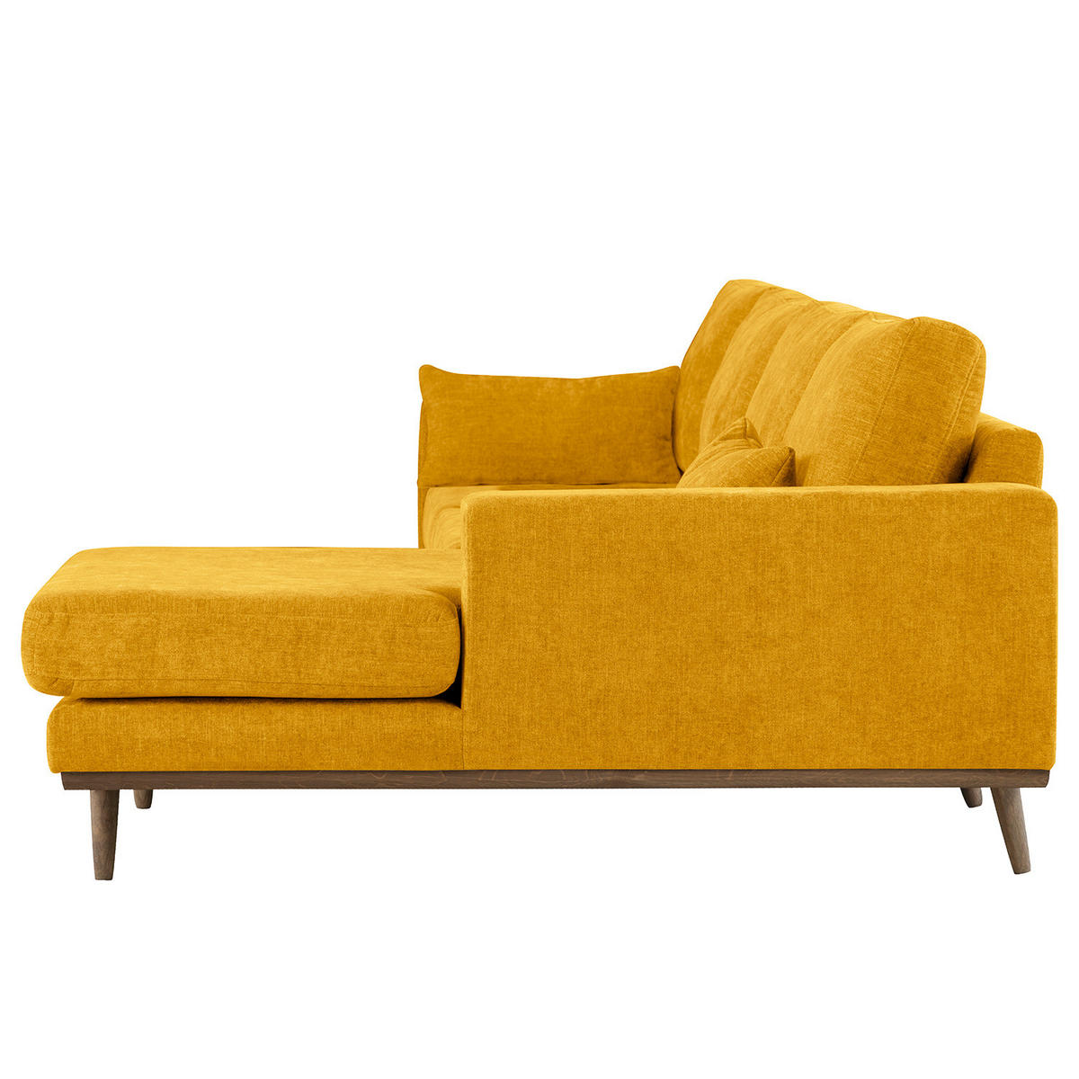 ECKSOFA mit Longchair - Eichefarben/Gelb, Eichenholz/Textil (281/153cm) - home24