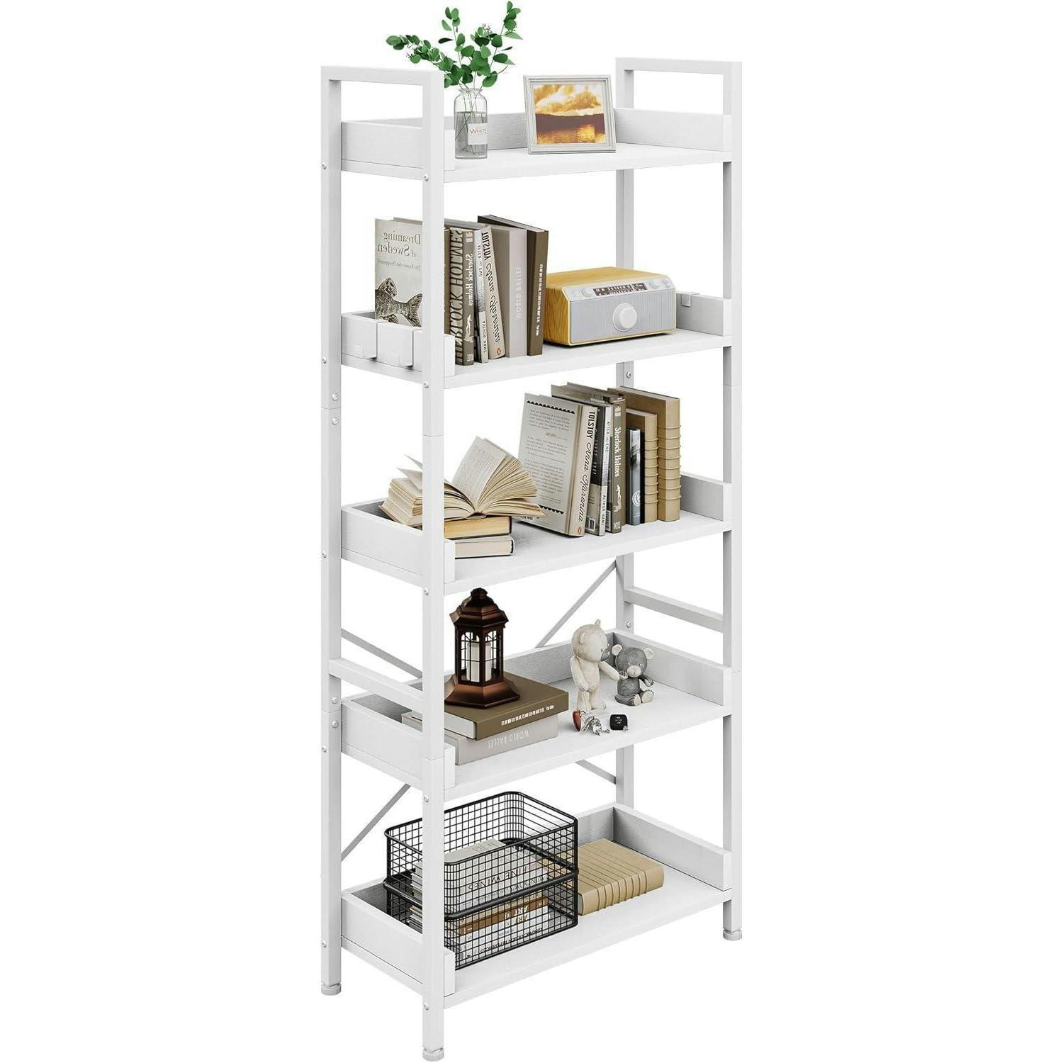 BÜCHERREGAL 5 Etagen Weiß 64 x 30 x 160 cm - Weiß, Metall (64/160/30cm)
