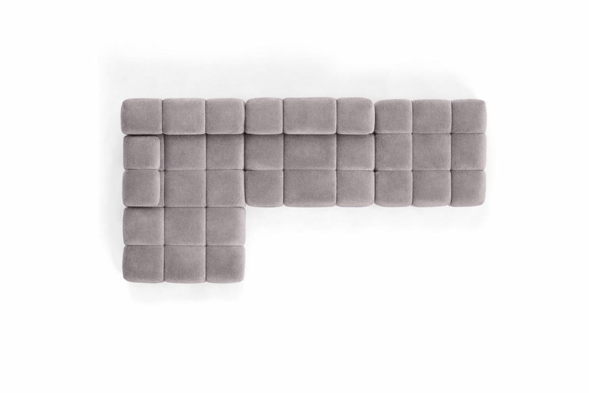 ECKSOFA L-Form Modular Mit Hocker, Veloursstoff Salvador, Grau, Links, Selia - Grau, Holz (285/160cm) - Kaiser Möbel