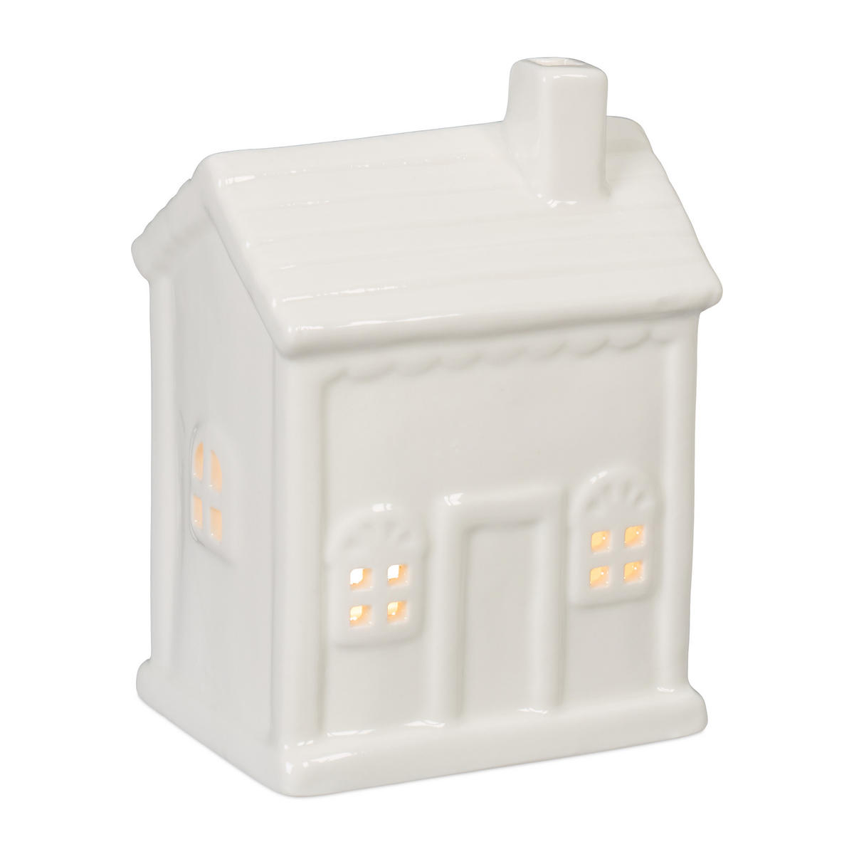 TEELICHTHAUS - Weiß, Keramik (12.5cm) - Relaxdays