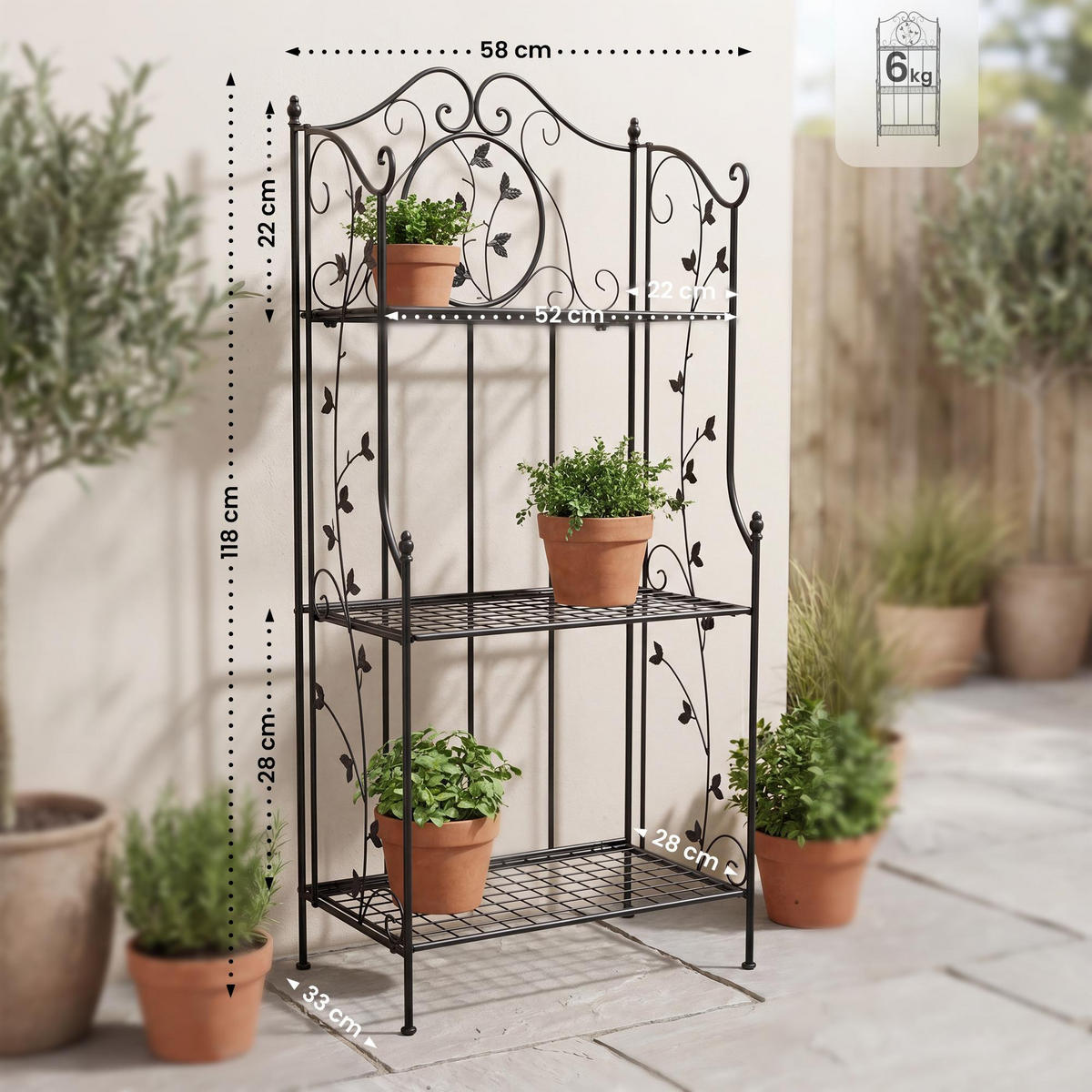 STANDREGAL Metall Schwarz - Schwarz, Metall (58/118/33cm) - CLP