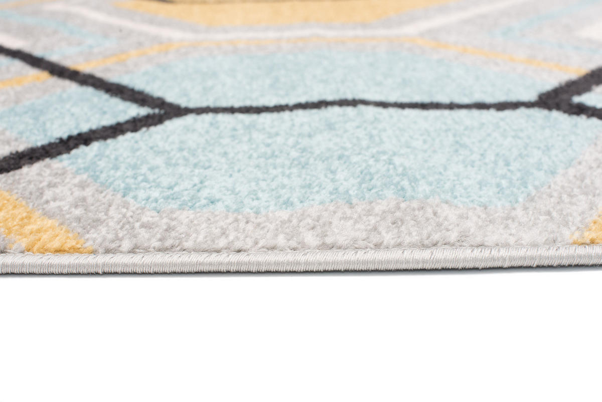 TEPPICH LAZUR Grau 200/290 cm - Currygelb/Hellblau, Kunststoff (200/290cm) - Tapiso