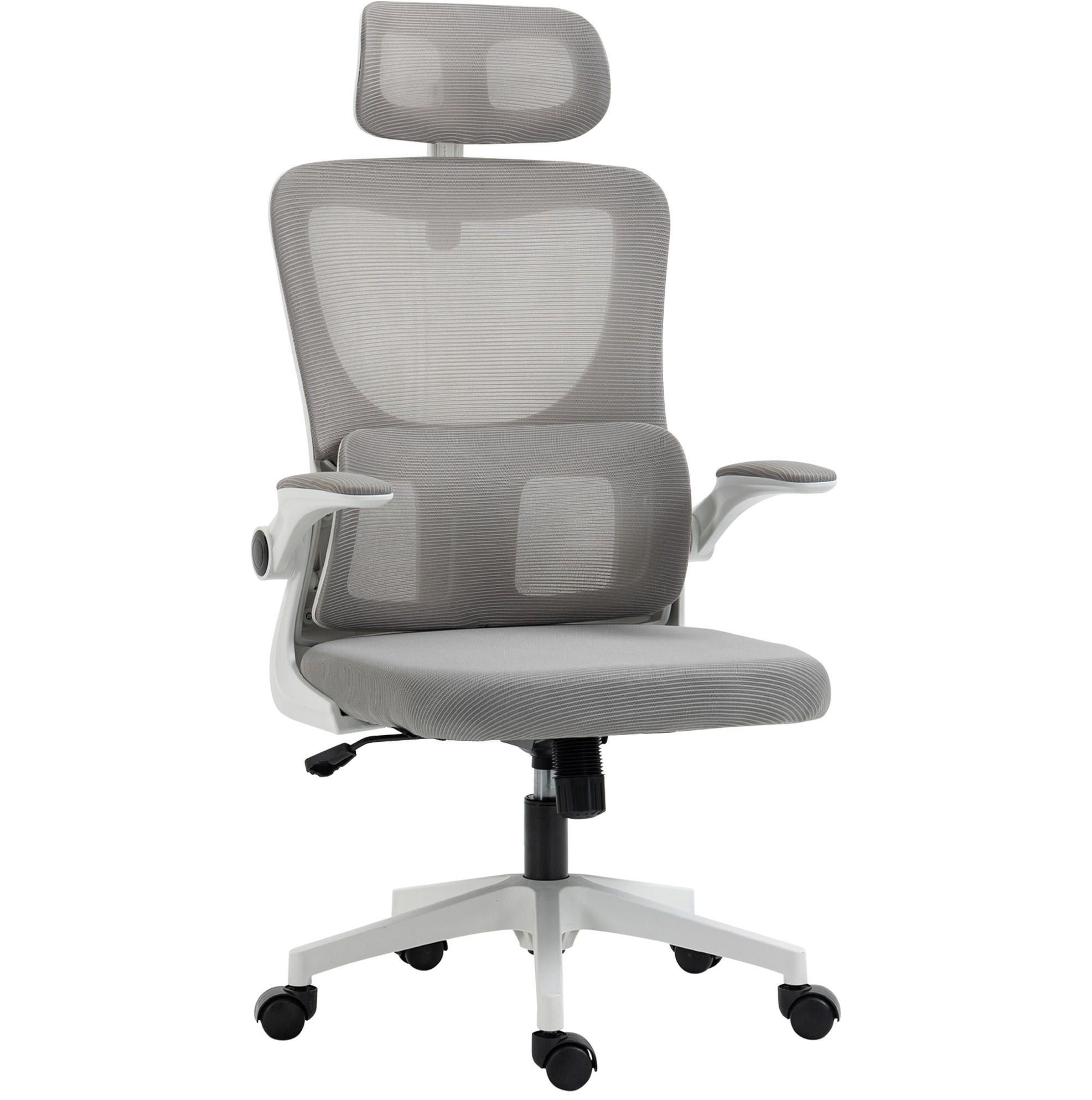 BÜROSTUHL ergonomisch höhenverstellbar Mesh Gray - Grau, Kunststoff (59/122/60cm) - Meubliv