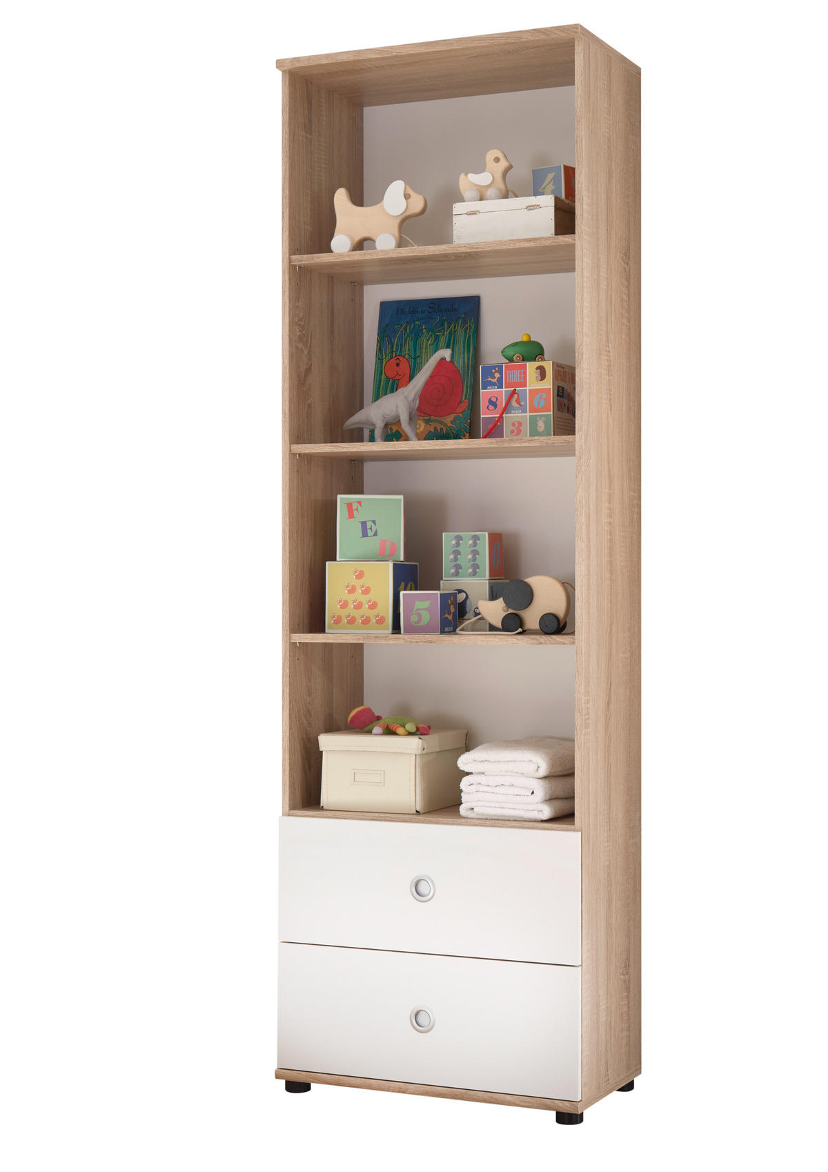 JUGENDZIMMER Wiki in Eiche Sonoma und Weiß 4 teilig mit Schwebetürenkleiderschrank - Braun, Holzwerkstoff (120/200/80cm)
