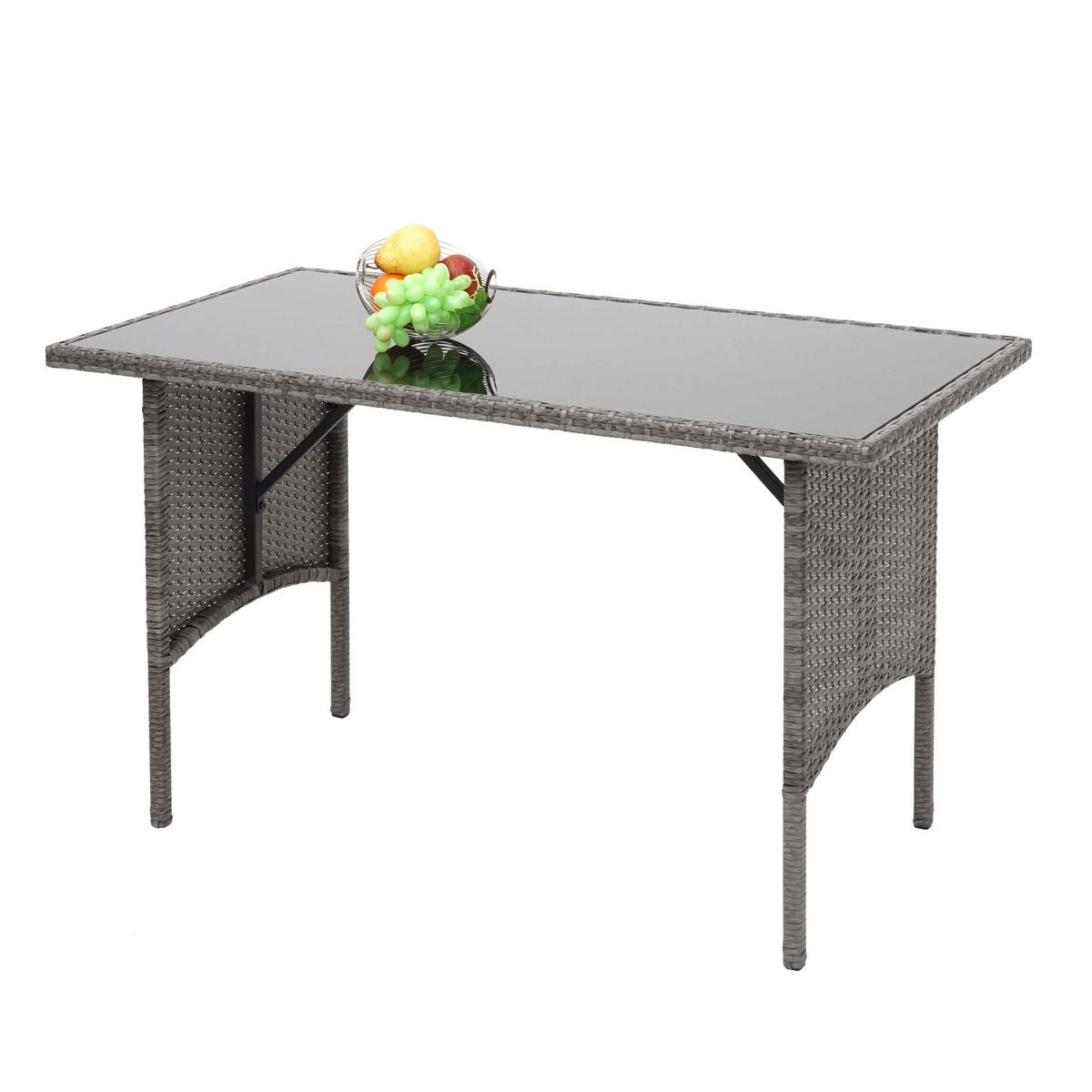 POLY-RATTAN ESSTISCH rechteck Grau - Grau, Kunststoff (60/112/68cm) - MCW