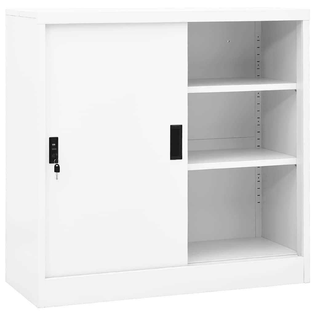 BÜROSCHRANK Mit Schiebetür Weiss 90/40/90 Cm Stahl - Weiß, Metall (40/90/90cm) - vidaXL