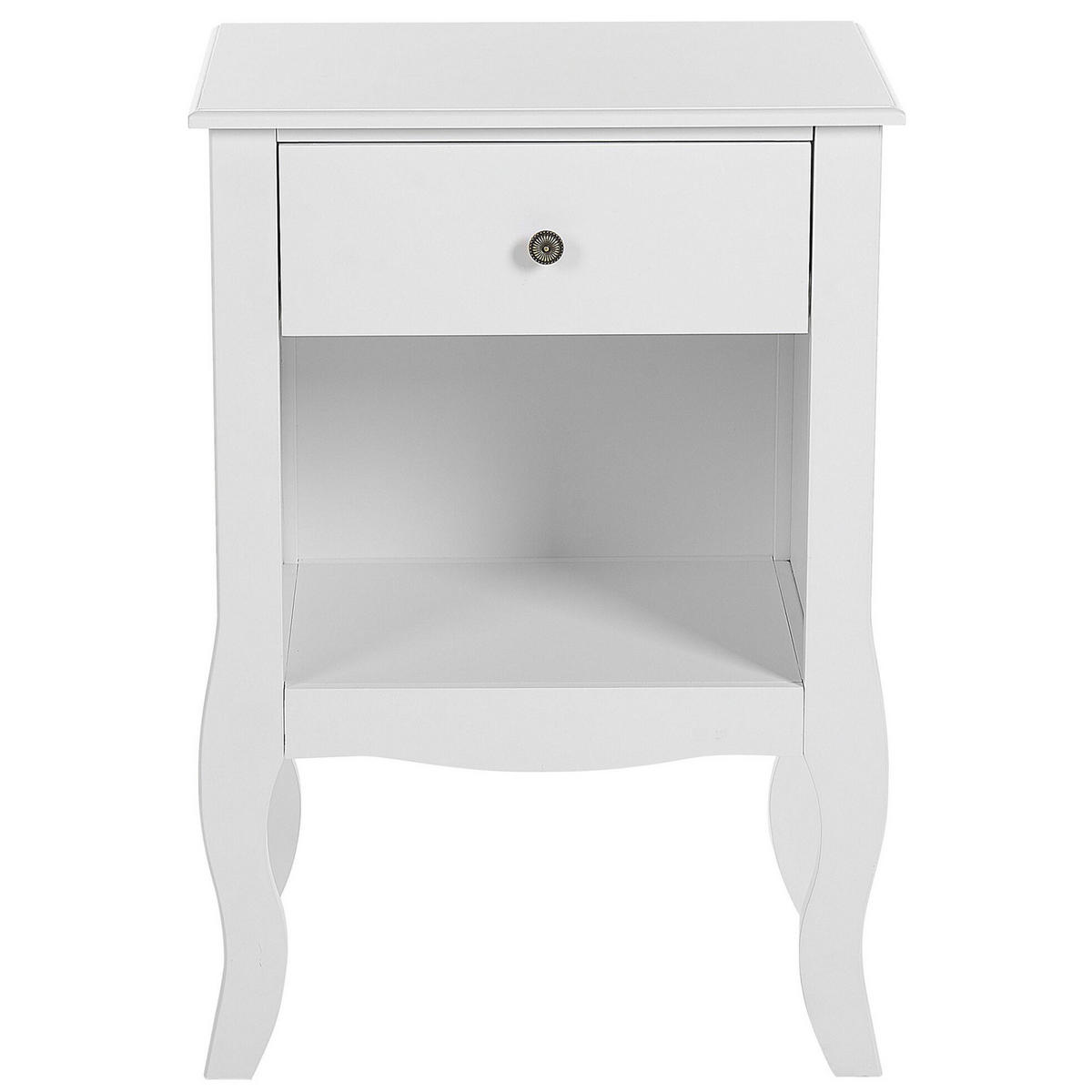 NACHTTISCH weiß 1 Schublade Lane - Weiß, Holzwerkstoff (48/70/34cm) - Beliani